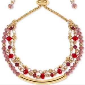 STYLE & CO Gold-Tone Curved Bar & Multi-Bead Layered Slider Bracelet